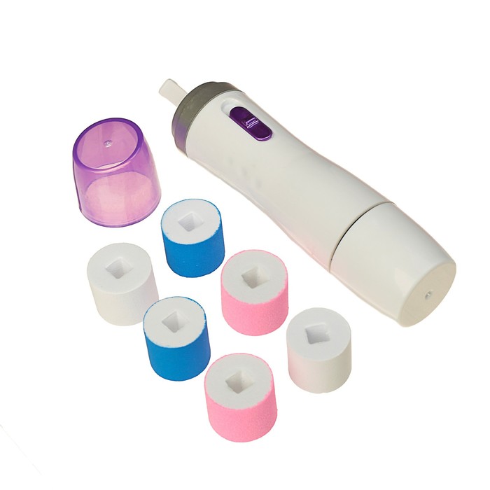 УЦЕНКА Аппарат для полировки ногтей Luazon LMM-007, 6 насадок, от батареек 2хАА, белая