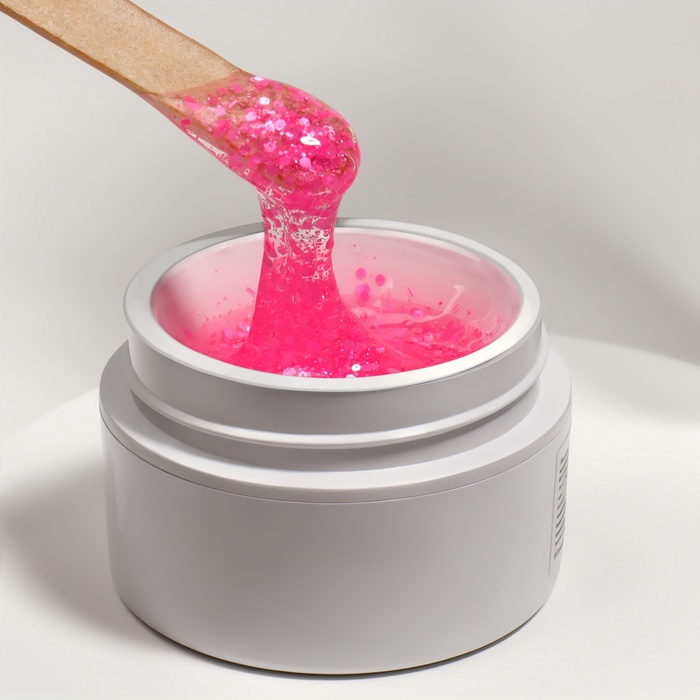 Гель для наращивания, с блёстками, трехфазный, 15 г, LED/UV, прозрачный, розовый