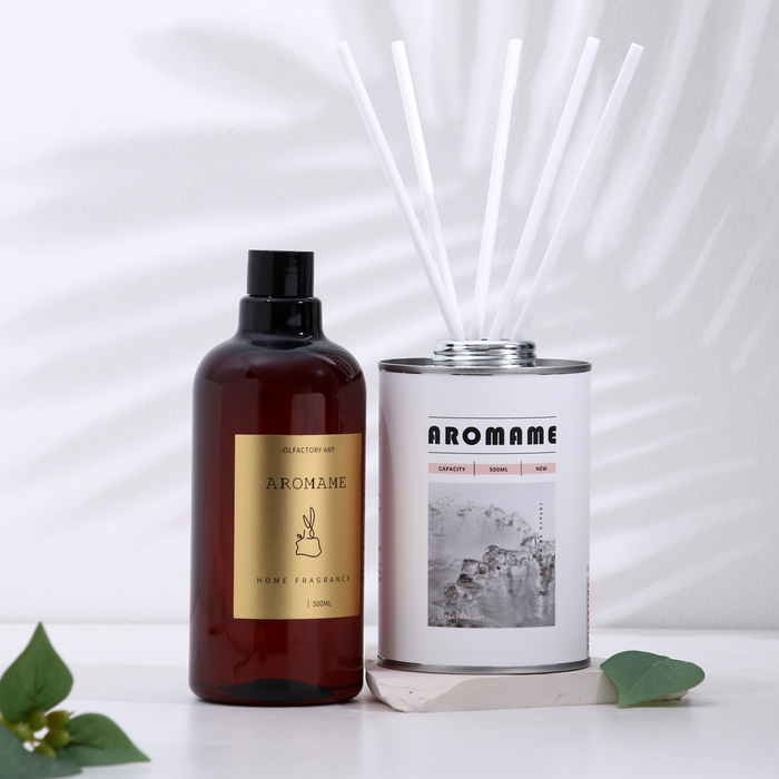 Набор диффузор ароматический Aromame, августовские цветы, 500 мл, круглая банка