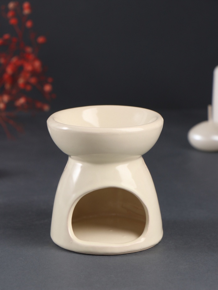 Аромалампа для эфирных масел «Лик Будды», керамика, св. беж, 8×8×9 см