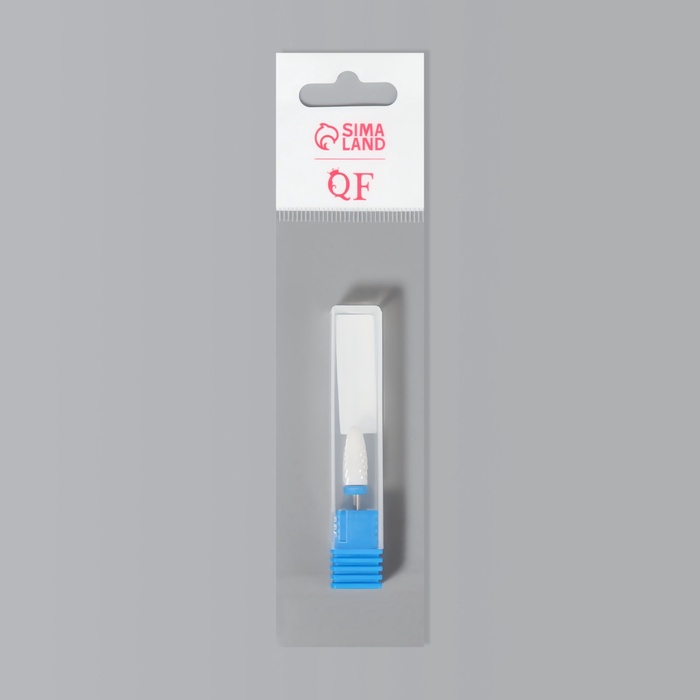 Фреза керамическая для маникюра «Кукуруза», средняя нарезка, 6×15 мм, в пластиковом футляре, белая