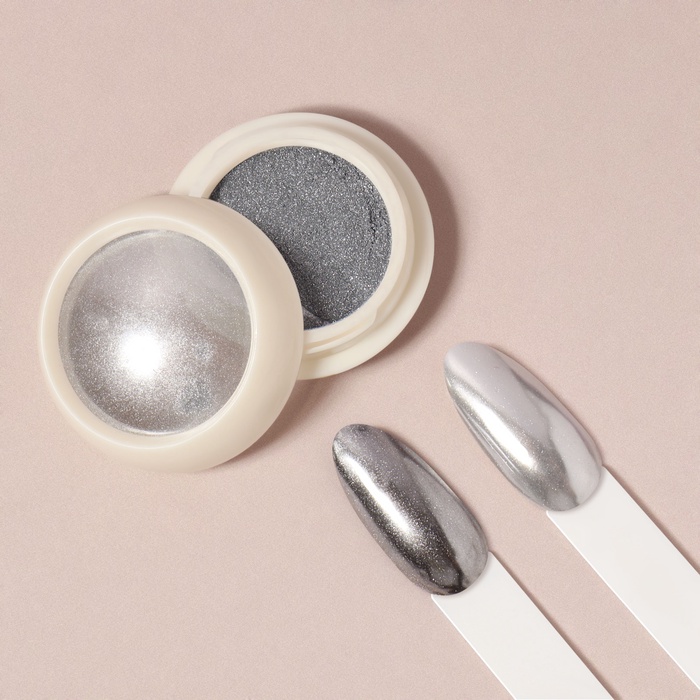 Втирка для ногтей, с аппликатором, зеркальное серебро