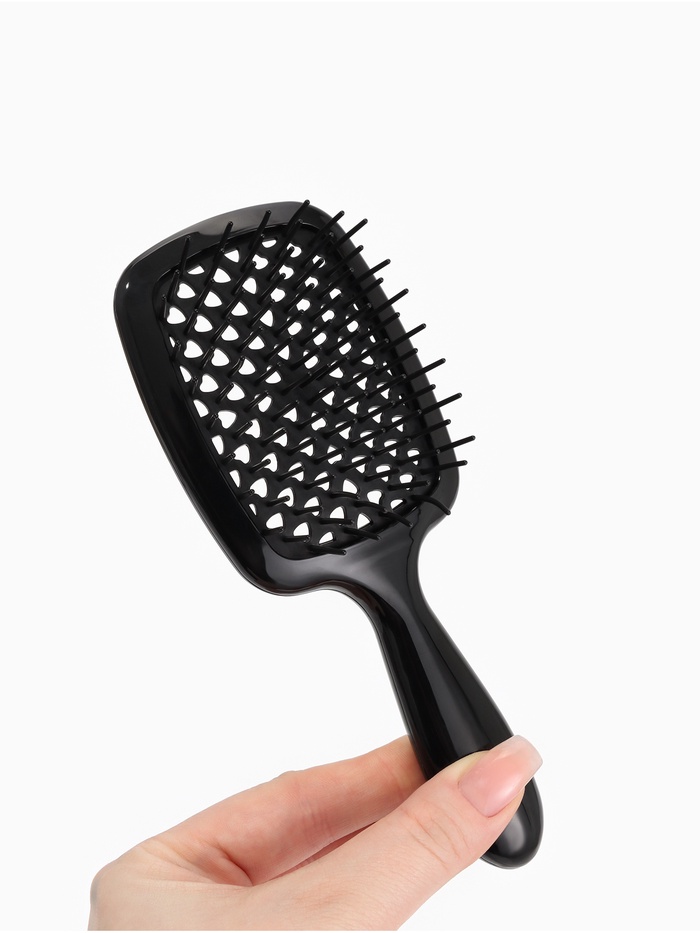 Расчёска массажная, продуваемая, широкая, 7.5×17(±1) см, чёрная
