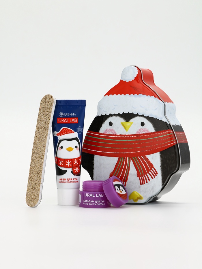 Подарочный набор новогодний Let it Snow, бальзам для губ, крем для рук и пилочка, URAL LAB