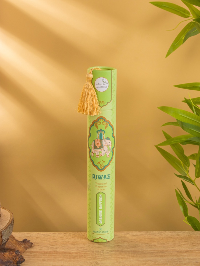 Благовония в тубусе «Жасмин и Шафран», 30 штук с деревянной подставкой