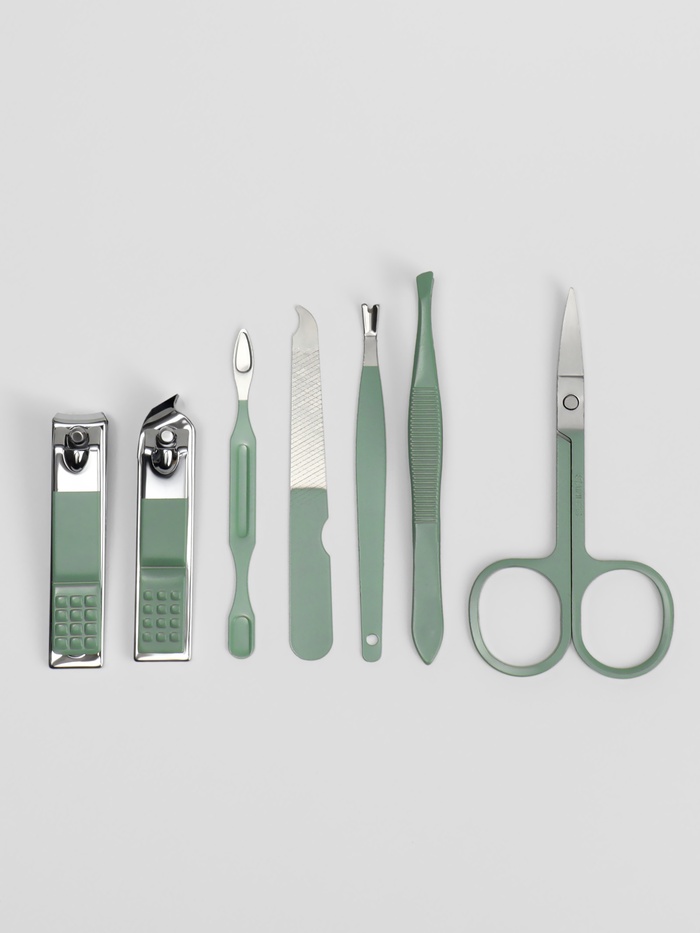 Набор маникюрный, 7 предметов, в футляре, ментоловый
