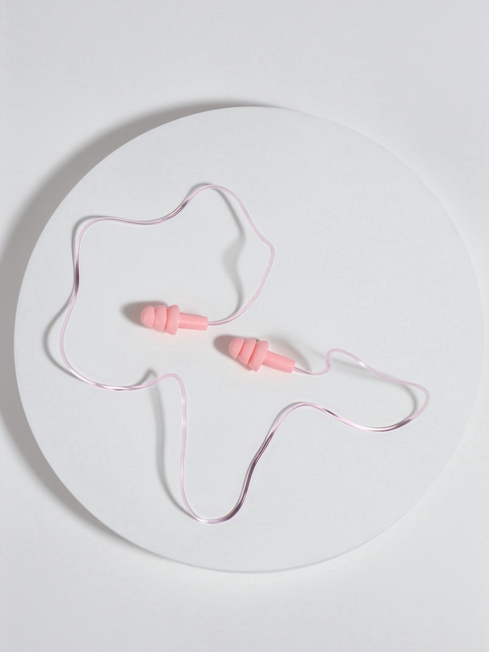 Беруши на шнурке, 3×1.5 см, в футляре, фасовка 10 шт., силиконовые, розовые