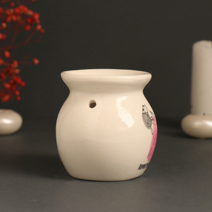 Аромалампа для эфирных масел «Почувствуй энергию», керамика, белая, 7.2×7.2×7.8 см