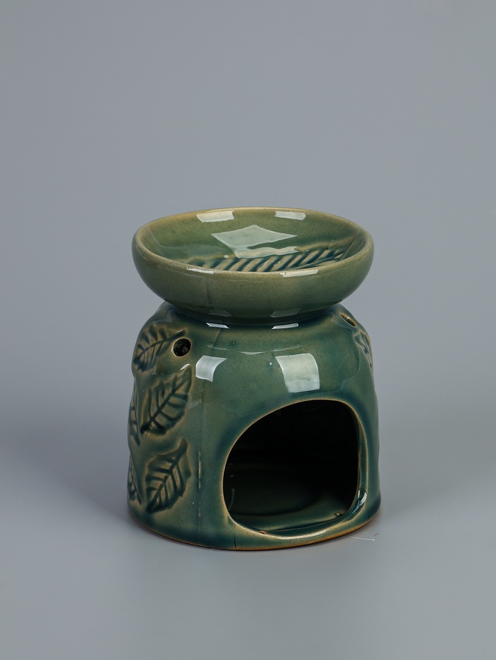 УЦЕНКА Аромалампа керамика «Листья» морская лагуна 9.5×9.5×10.8 см