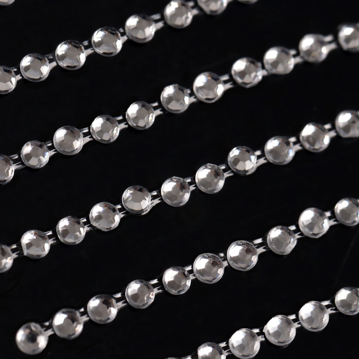 Стразы для декора, на клеевой основе, 7.5×15 см, d=2 мм, цвет серебристый