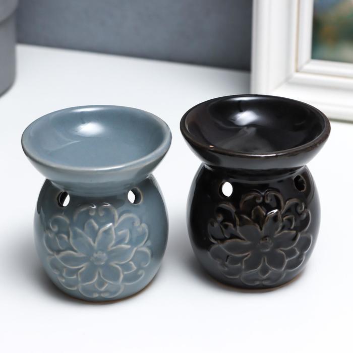 Аромалампа для эфирных масел «Цветок и завитки», керамика, 7.5×7×7 см, МИКС