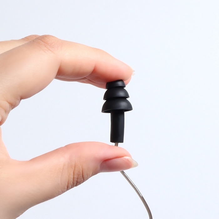 Беруши на шнурке, 3×1.7 см, фасовка 10 пар, силиконовые, в футляре, чёрные