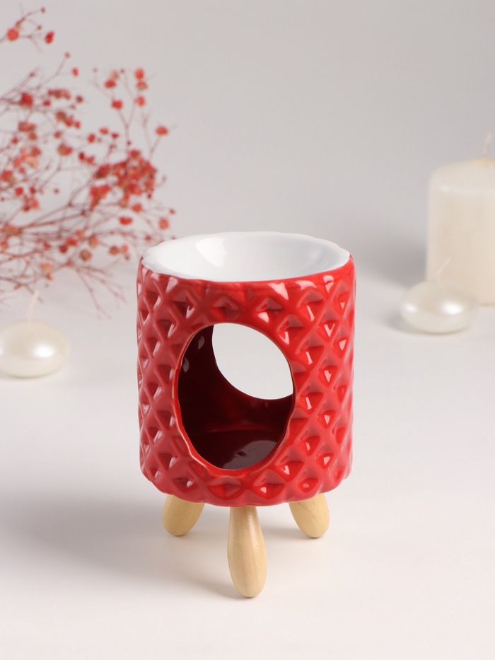 Аромалампа для эфирных масел «Ромбики», керамика, оранж, 8.2×8.2×12 см