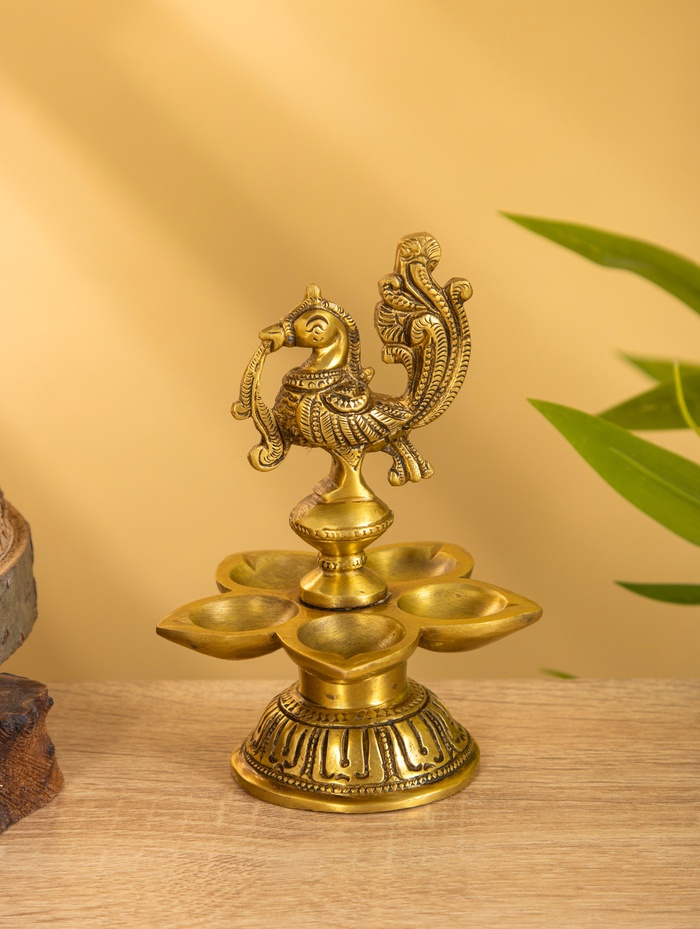 Подставка под благовония с 5 лепестками «Жар Птица», 9.5×9.5×14 см, латунь