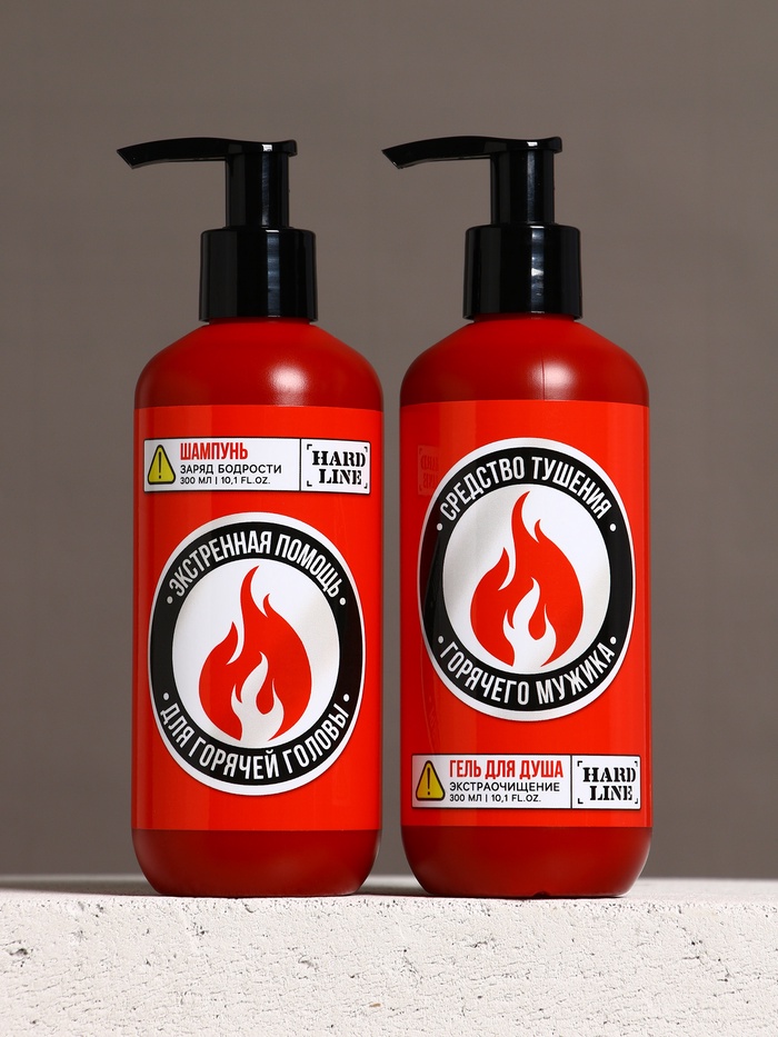Подарочный набор «Тушение мужика»: гель для душа и шампунь для волос, 2×300 мл, HARD LINE