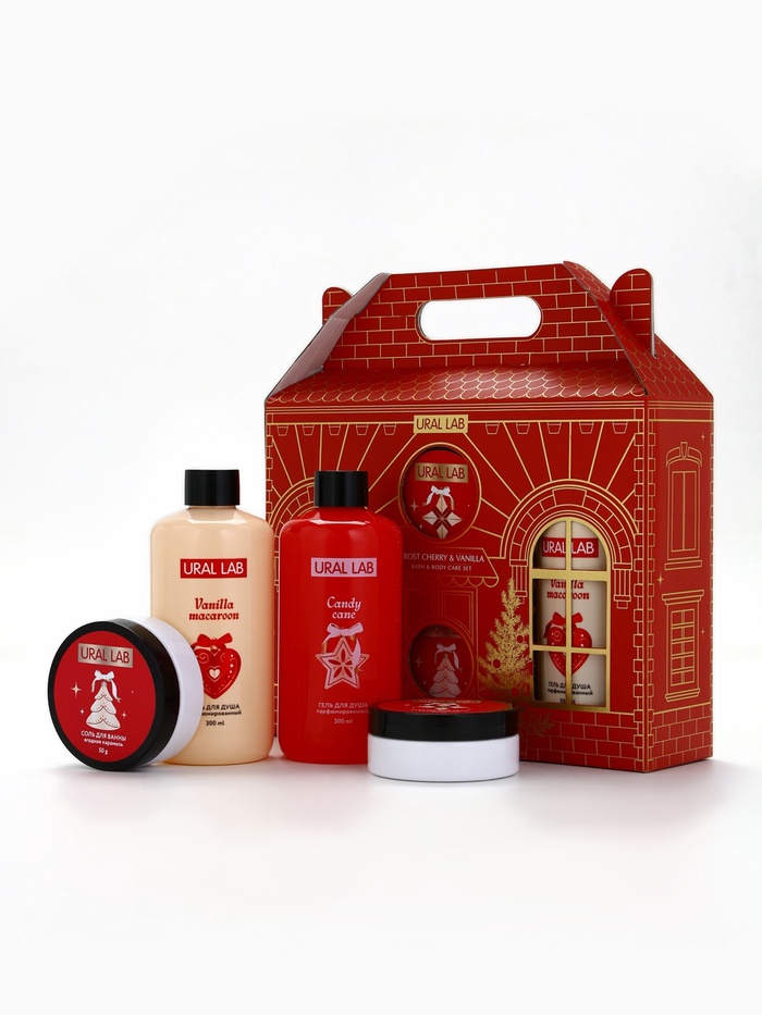 Новогодний подарочный набор косметики: гель для душа 2 шт., соль и масло для душа, URAL LAB