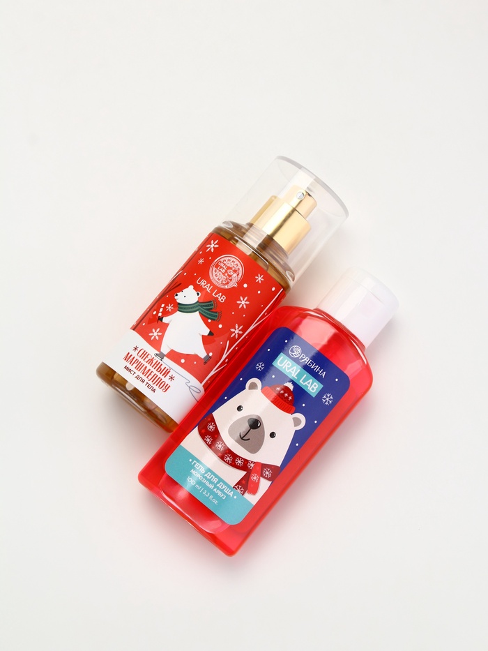 Подарочный набор новогодний «Медвежонок», гель для душа 100 мл и мист для тела, URAL LAB