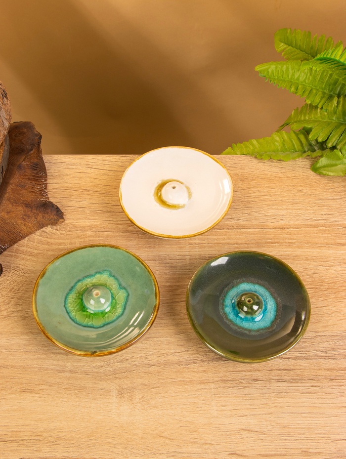 Подставка под благовония «Тарелочка», 9×9×2 см, керамика, МИКС