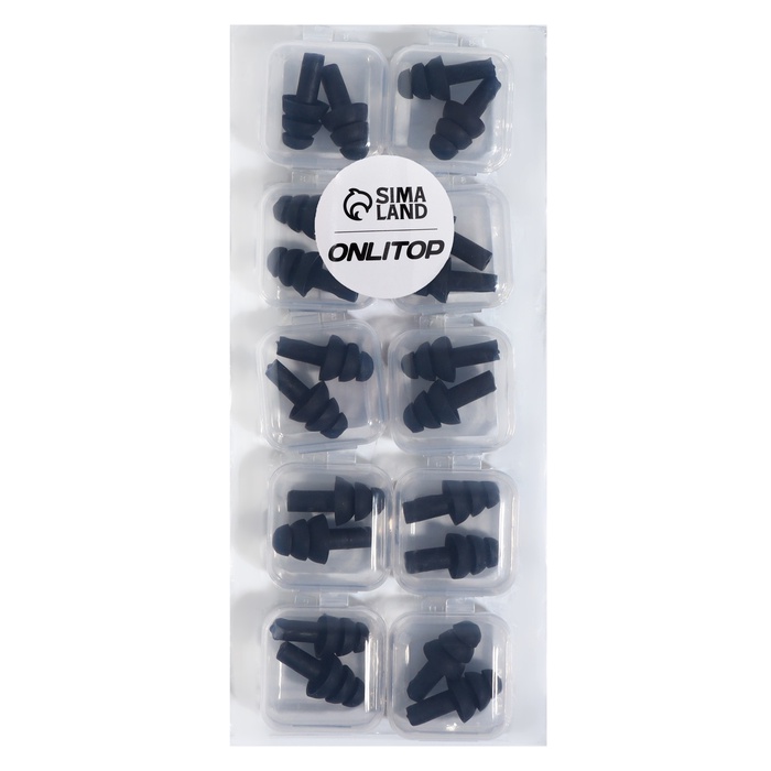 Беруши, 3×1.3 см, фасовка 10 пар, силиконовые, в футляре, чёрный