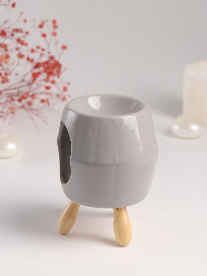 Аромалампа для эфирных масел «Остин», керамика, серая, 9×9×12 см