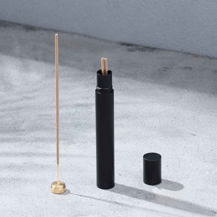 Пенал для хранения благовоний, черный, металл, без благовоний