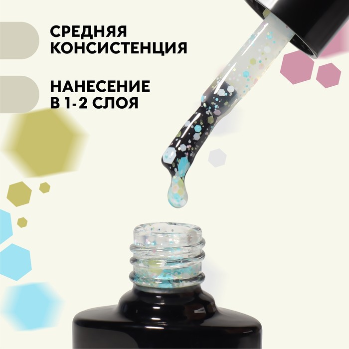 Гель лак для ногтей, «MILK GLITTER», трехфазный, 8 мл, LED/UV, прозрачный (08)