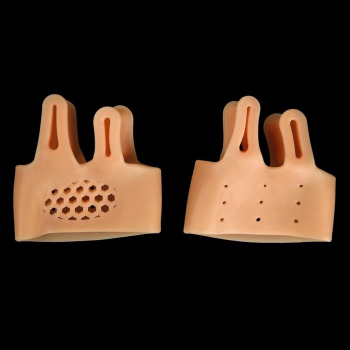 Корректоры - разделители для пальцев ног, на манжете, дышащие, 2 разделителя, силиконовые, 8×7 см, пара, бежевые