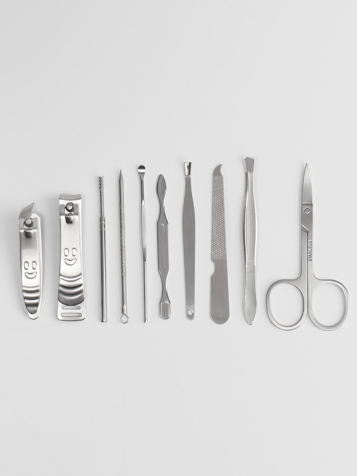 Набор маникюрный «Люси», 10 предметов, кожзам-чехол, ментоловый