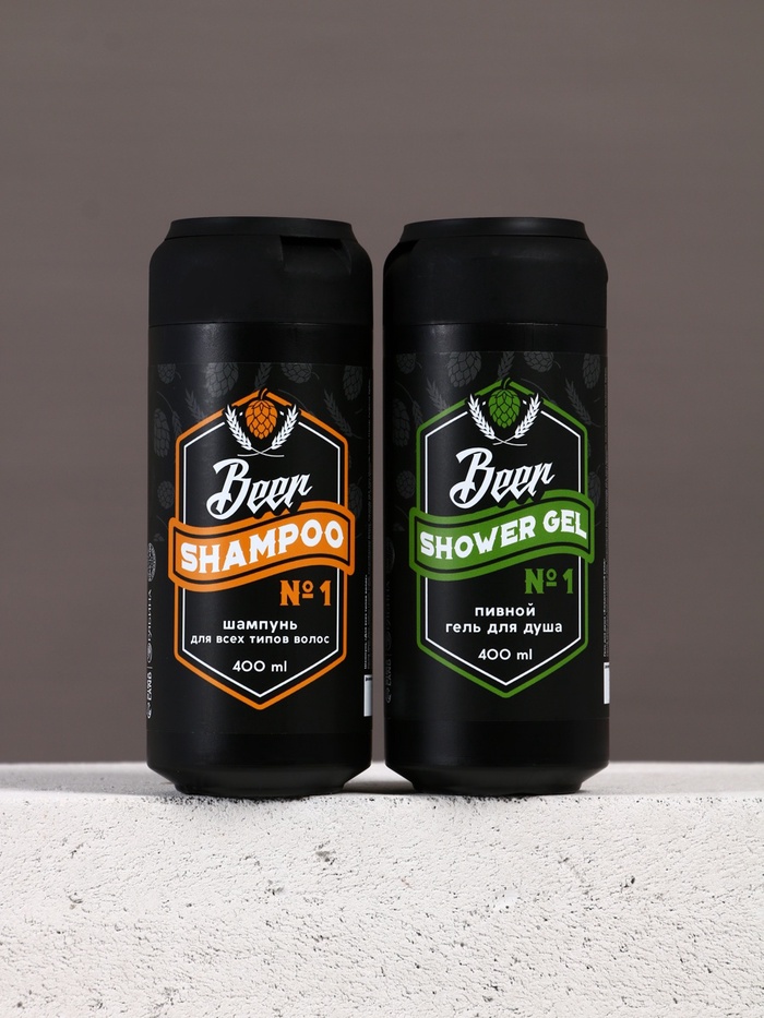 Подарочный набор косметики Beer, гель для душа и шампунь для волос HARD LINE, 2×400