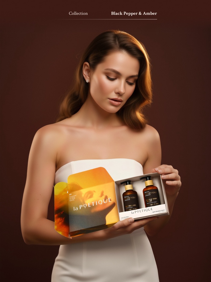 Подарочный набор гель для душа и лосьон, 2 шт. × 250 мл, аромат Black pepper, laPOETIQUE