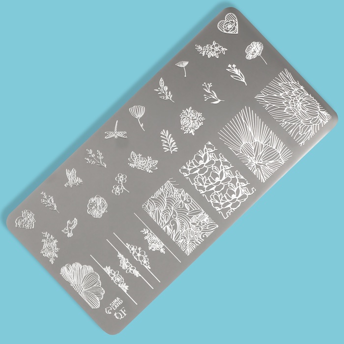 Пластина для стемпинга металлическая «Цветочная поляна», 12×6 см