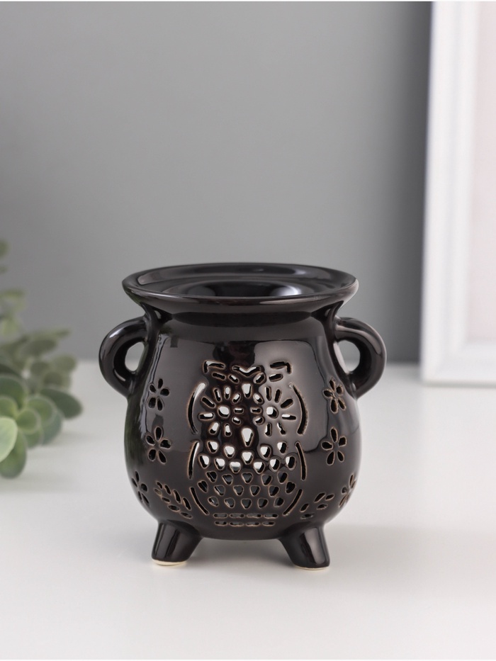 Аромалампа для эфирных масел «Совушка и цветочки», керамика, 8.5×10×9.5 см, МИКС