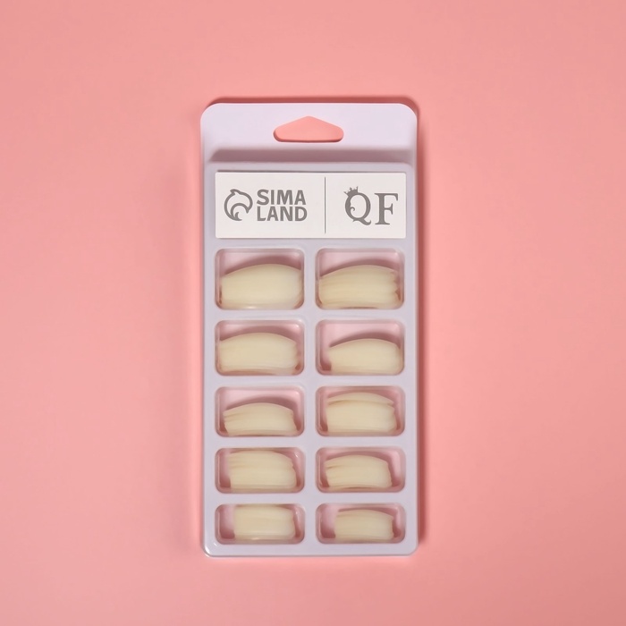 Типсы для наращивания ногтей, 100 шт., форма балерина, короткая контактная зона, в контейнере, бежевые