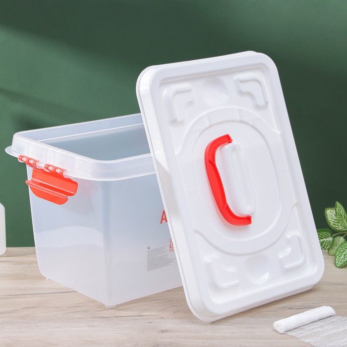 Аптечка универсальная, 10 л, прозрачная, белая