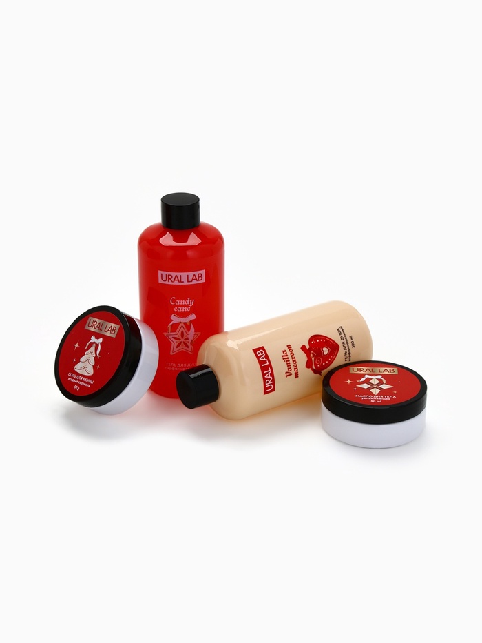 Новогодний подарочный набор косметики: гель для душа 2 шт., соль и масло для душа, URAL LAB