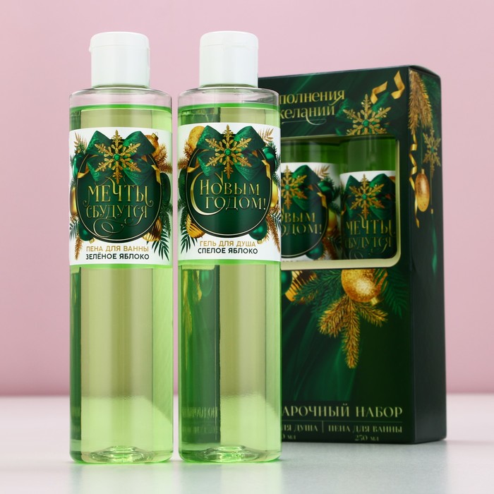 Подарочный набор косметики «С новым годом», гель для душа и пена для ванны, 2×250 мл, Чистое счастье