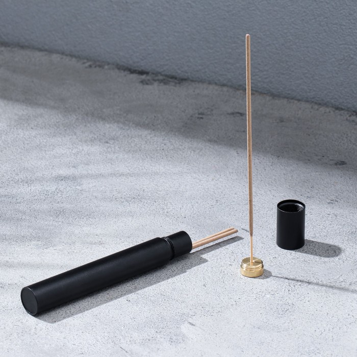 Пенал для хранения благовоний, черный, металл, без благовоний