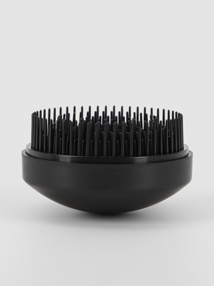 Расчёска массажная, круглая, складная, с зеркалом, d=7.5 см, цвет чёрный