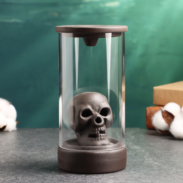 Подставка для благовоний TAKE IT EASY «Череп», набор благовоний конусы, стелющийся дым, 8×16.5 см