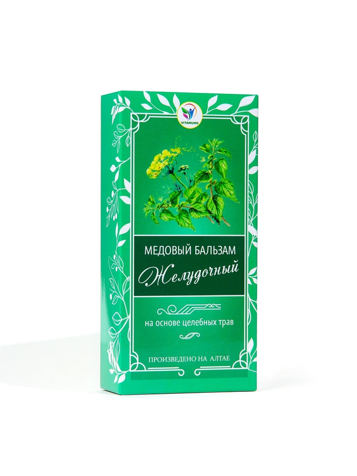 Безалкогольный алтайский медовый бальзам на травах Vitamuno «Желудочный», 250 мл