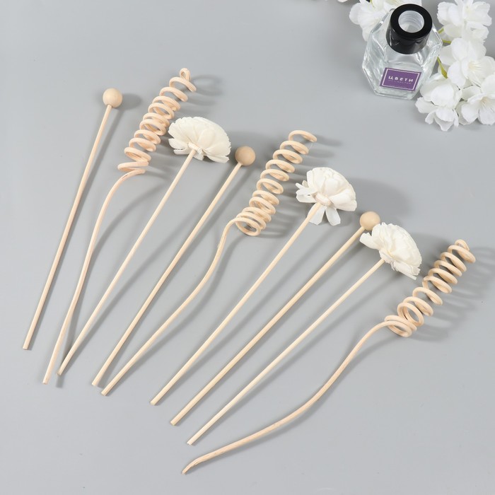 Палочки для аромадиффузора из ротанга «Белые цветы», набор 9 шт.