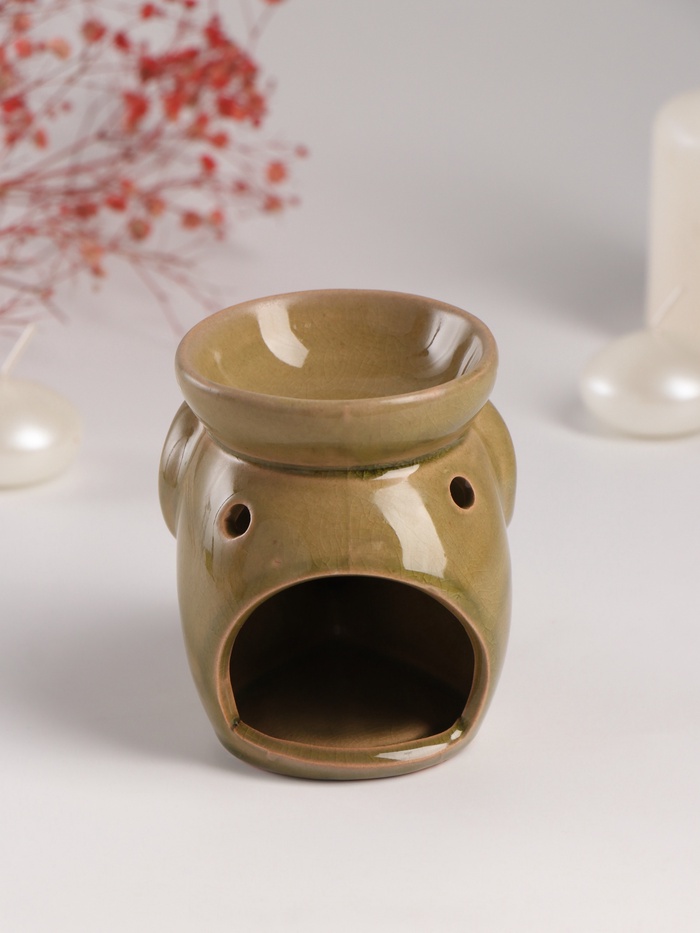 Аромалампа для эфирных масел «Слонёнок», керамика, т. оливковая, 8×10×9 см