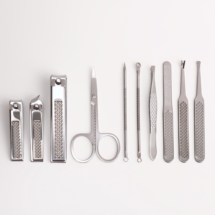 УЦЕНКА Набор маникюрный, 10 предметов, в футляре, коричневый