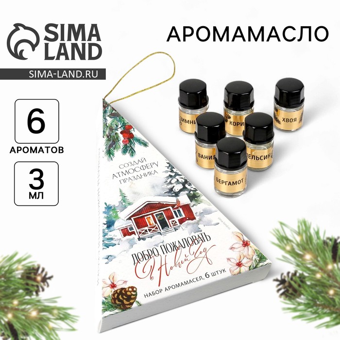 Аромамасла новогодние «Добро пожаловать в Новый год», на Новый год, набор 6 шт., 3 мл