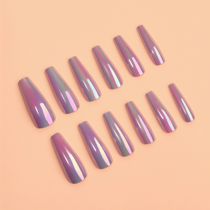 Накладные ногти «Перламутр», 12 шт., с клеевыми пластинами, форма балерина, фиолетовые