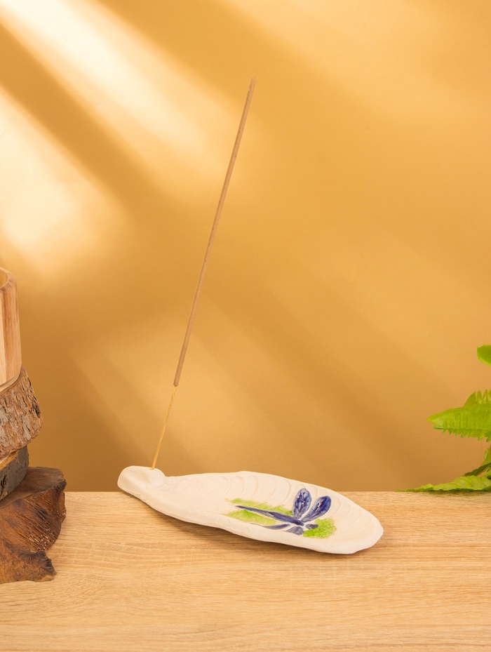 Подставка под благовония «Стрекоза», 17×7×1 см, керамика, синяя