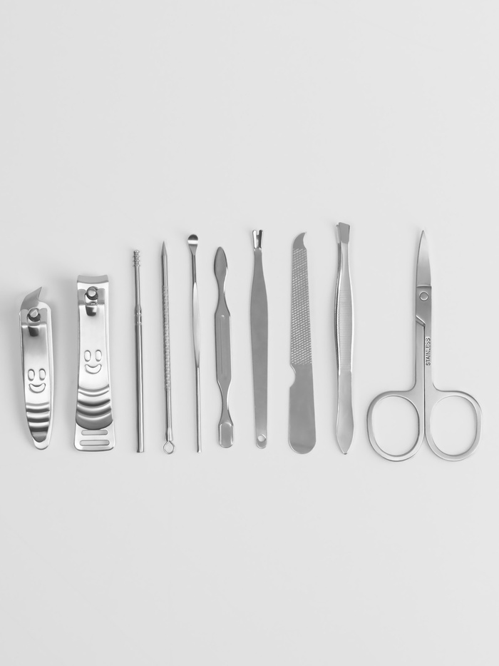 Набор маникюрный «Люси», 10 предметов, кожзам-чехол, фуксия