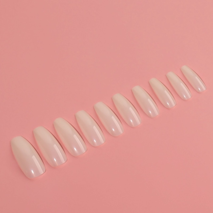 Типсы для наращивания ногтей, 100 шт., форма балерина, полное покрытие, в контейнере, молочные