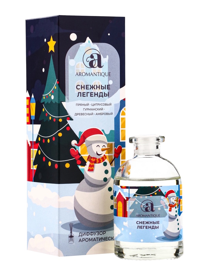 Новогодний ароматический диффузор Aromantique «Снежные легенды», с палочками, для дома, 50 мл