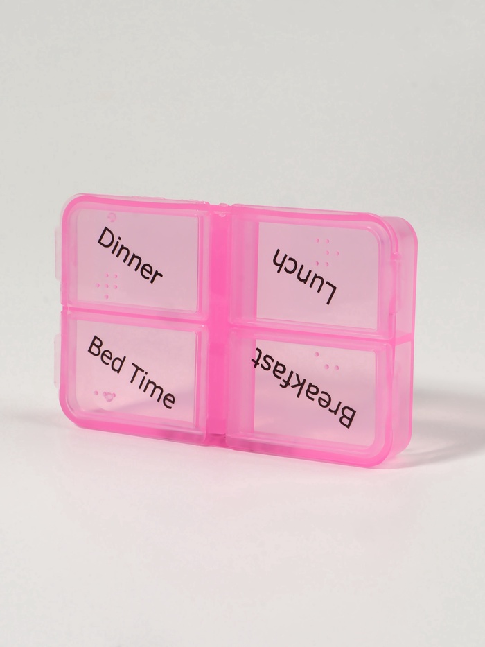 Таблетница-органайзер «Неделька», английские буквы, утро/день/вечер/ночь, 10×7.5×4 см, 7 контейнеров по 4 секции, разноцветный